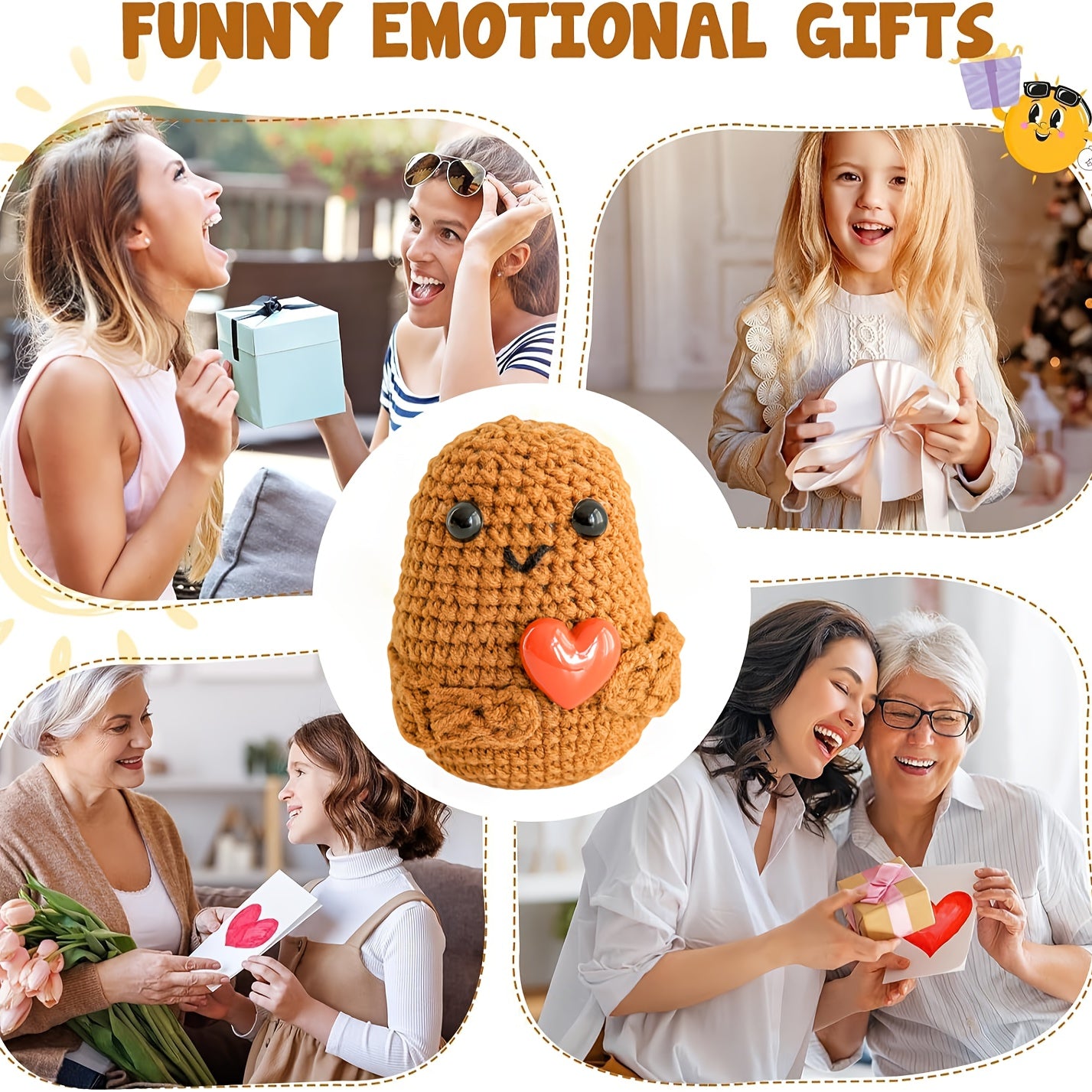 Crochet Potato Doll Red Heart Soft Fabric Desktop Decor Gift for Friend