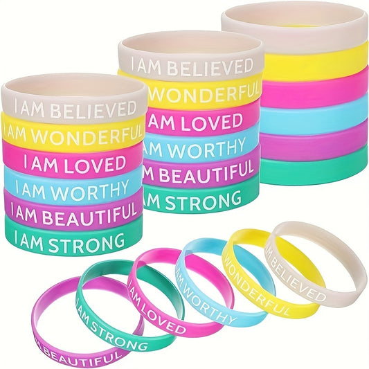 24Pcs Inspirational Silicone Bands for Studying Work Competing