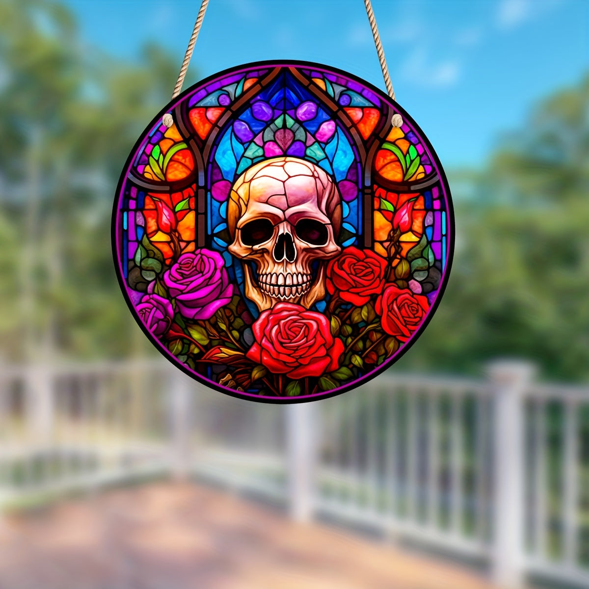 Skull Suncatcher Halloween Decor