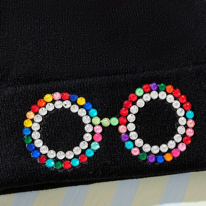Funny Glasses Decor Beanie Knit Hat Elastic Warm Skull Cap