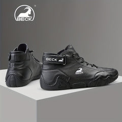 Men's Leather Lace-up Sneakers Comfortable Walking Shoes