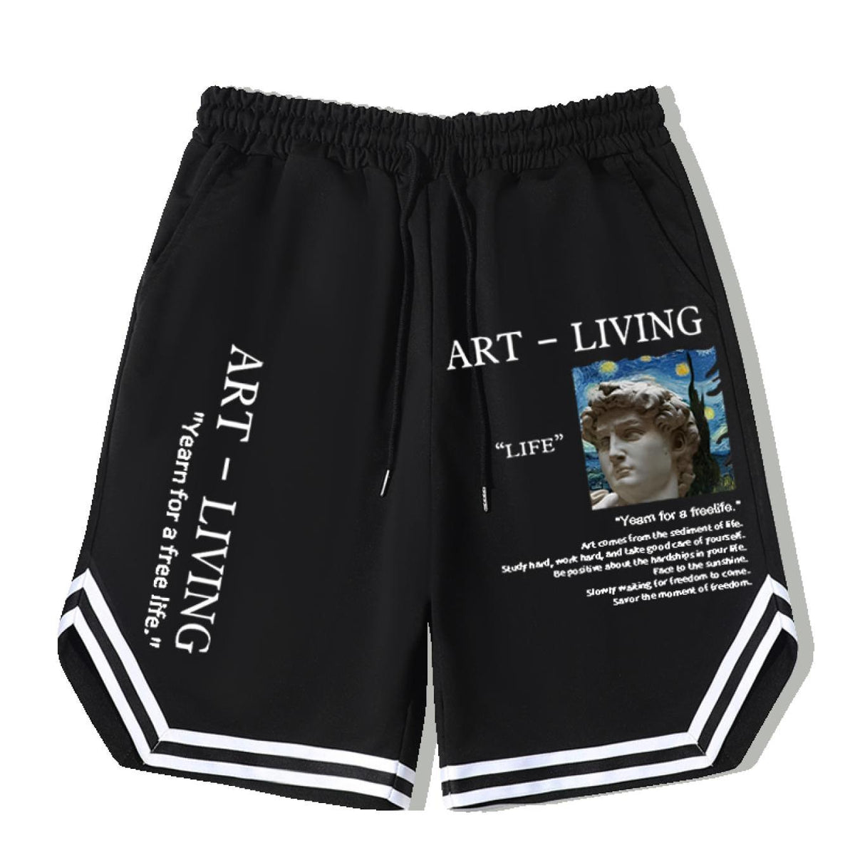 Stripe Comfy Shorts Men's Elastic Waist Drawstring Shorts