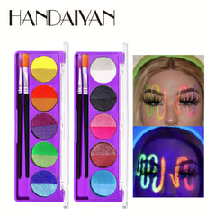 10 Colors Face Painting Makeup Palette Fluorescent UV Light