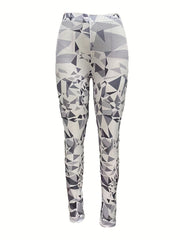 Geometric Print Elastic Waist Leggings