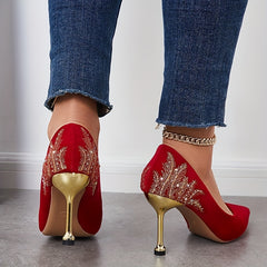 Women's Rhinestone High Heels Pointed Toe Stiletto Heels