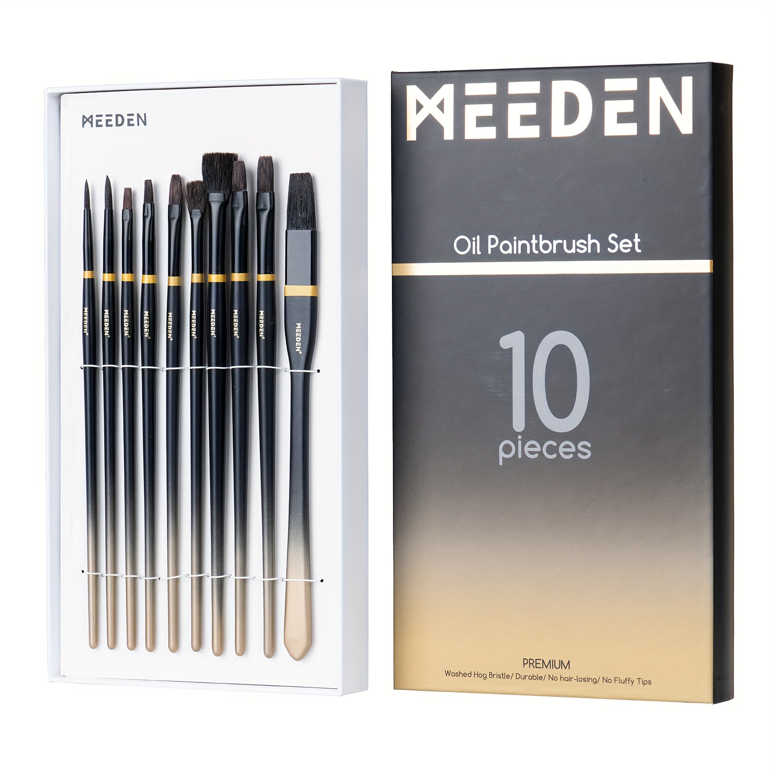 MEEDEN 10 Bristle Paint Brushes Set for Acrylic Painting