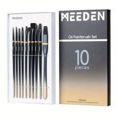 MEEDEN 10 Bristle Paint Brushes Set for Acrylic Painting