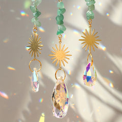 Boho Moon Crystal Prism Stained Glass Sun Catcher