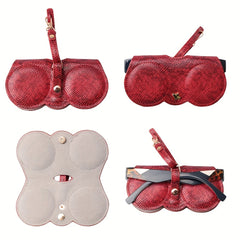 SOOLALA Snake Skin Eyeglasses Clip PU Glasses Case