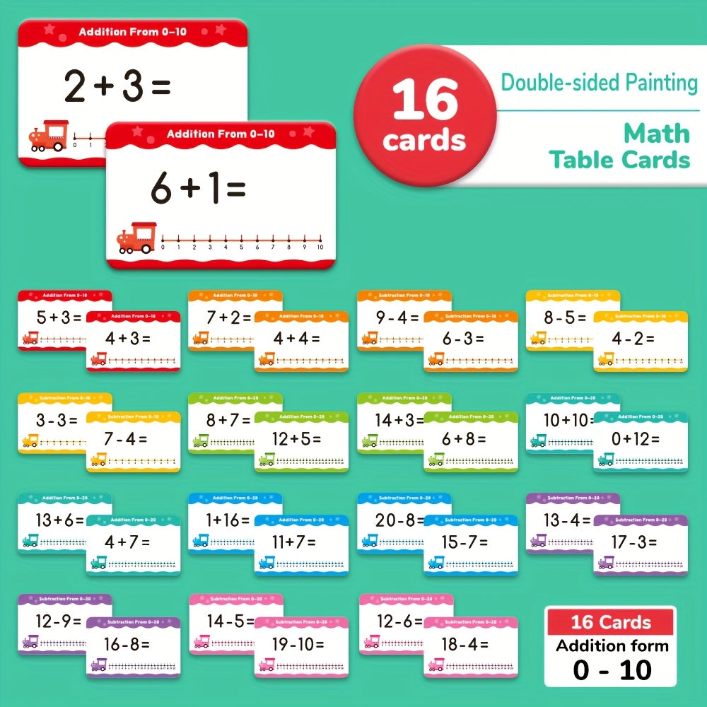 Math Cards Flashcards Set with 2 Pens - Educational Learning Tools