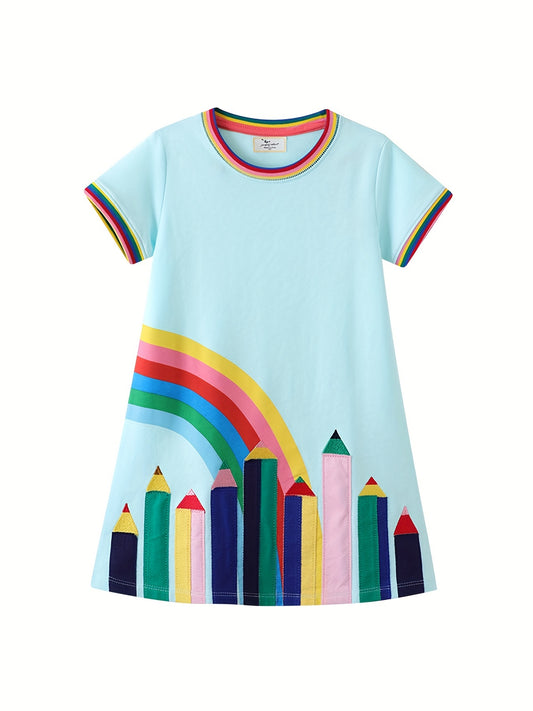 Girls Rainbow Graphic Princess Dress