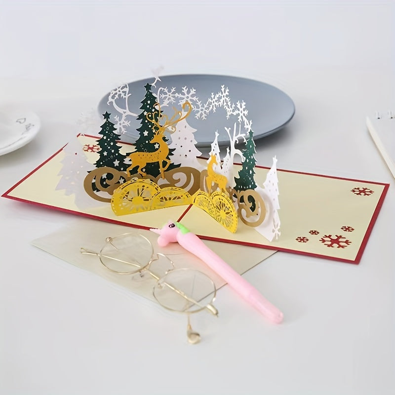 3D Cartoon Pop up Christmas Greeting Card