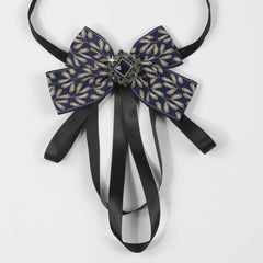 Men's Suit Retro Sapphire Plant Pattern Streamer Tassel Collar Bow Tie