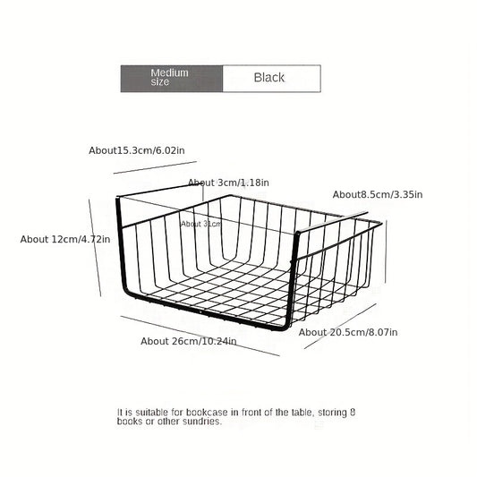 2pcs Undershelf Storage Basket Metal Under Shelf Hanging Storage Bin Basket