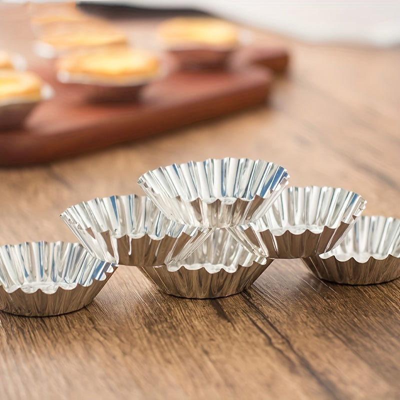 50pcs Disposable Egg Tart Molds Tin Foil Mini Tart Pans Non Stick