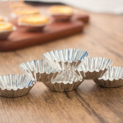 50pcs Disposable Egg Tart Molds Tin Foil Mini Tart Pans Non Stick