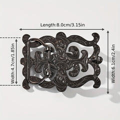 Retro Leaf Belt Buckle Boho Hollow Out Western Cowboy Belt Decorative Accessorie
