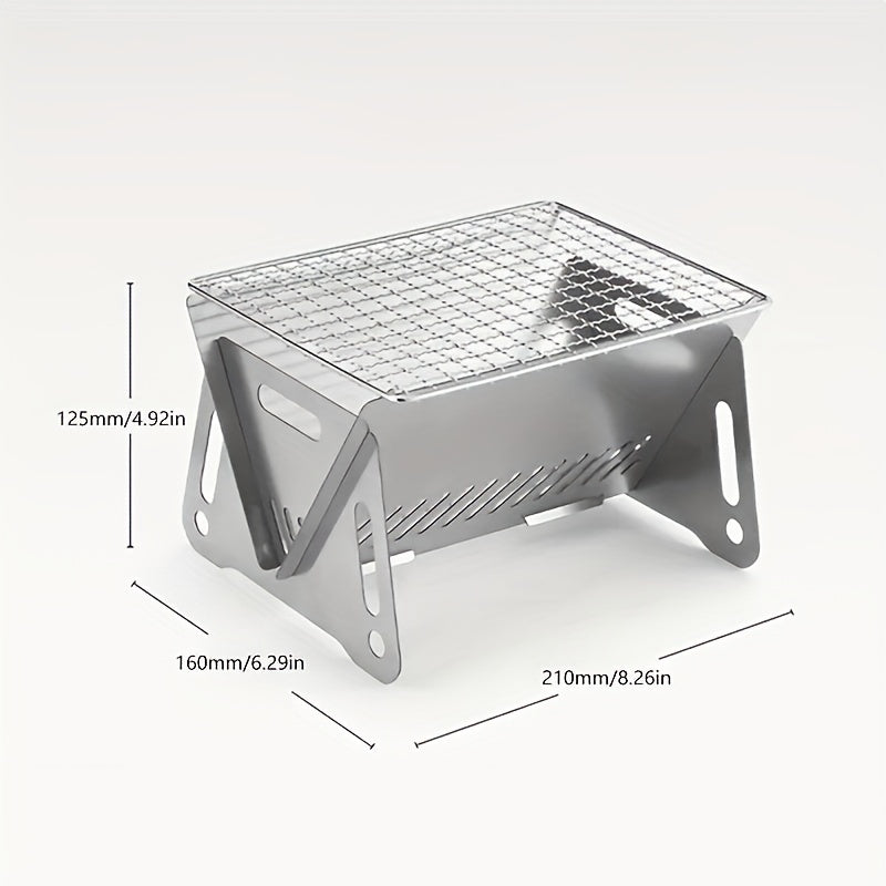Compact Stainless Steel Charcoal Grill for Outdoor BBQs Camping Parties