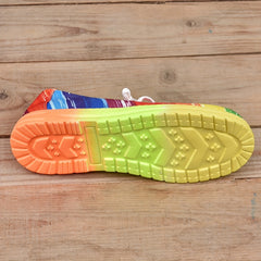 Striped Pattern Canvas Shoes Lace Up Lightweight Sneakers