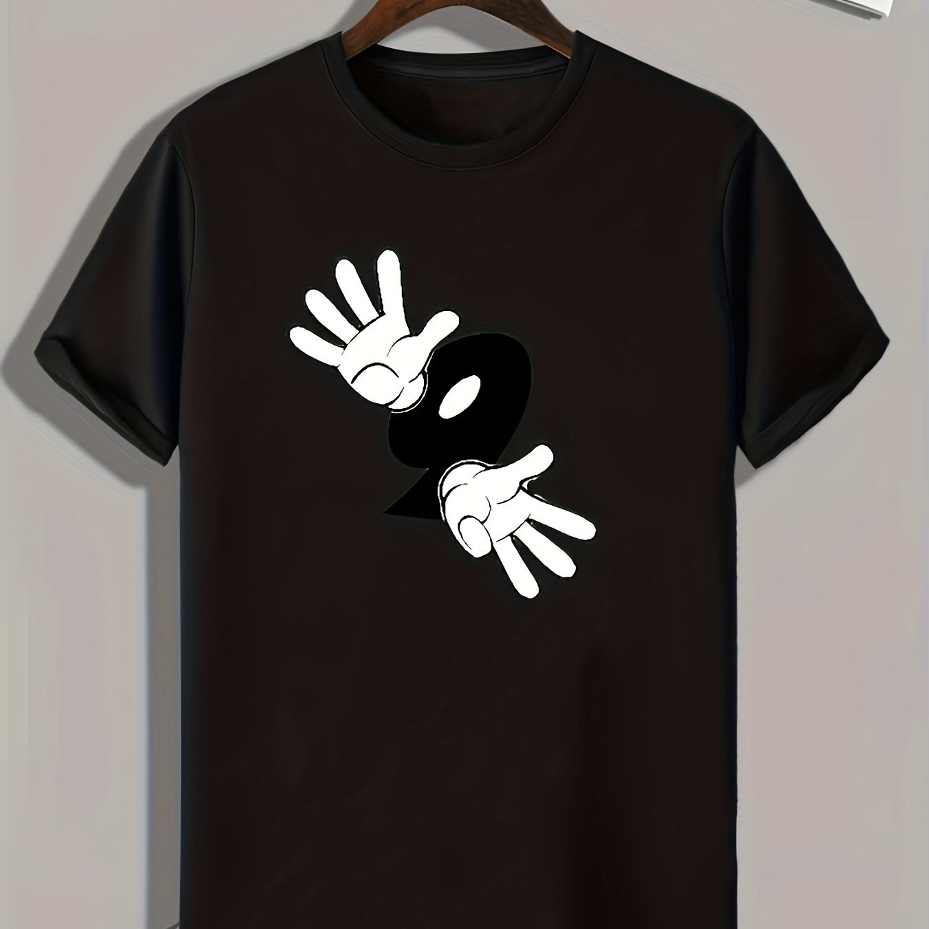 Cartoon Hands Print Men's Graphic Tee for Summer