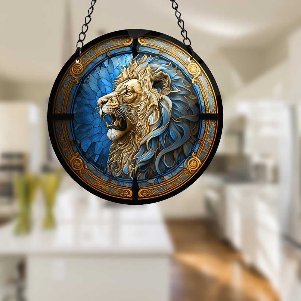 Roaring Lion Round Window Sun Catcher Acrylic Ornament