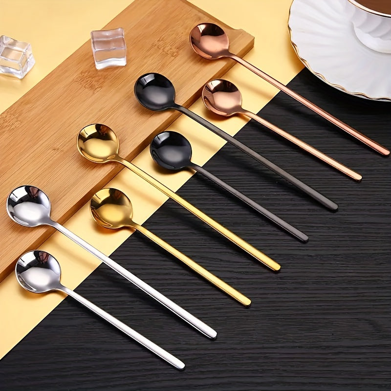 6 Stainless Steel Long Handle Coffee Spoon Set