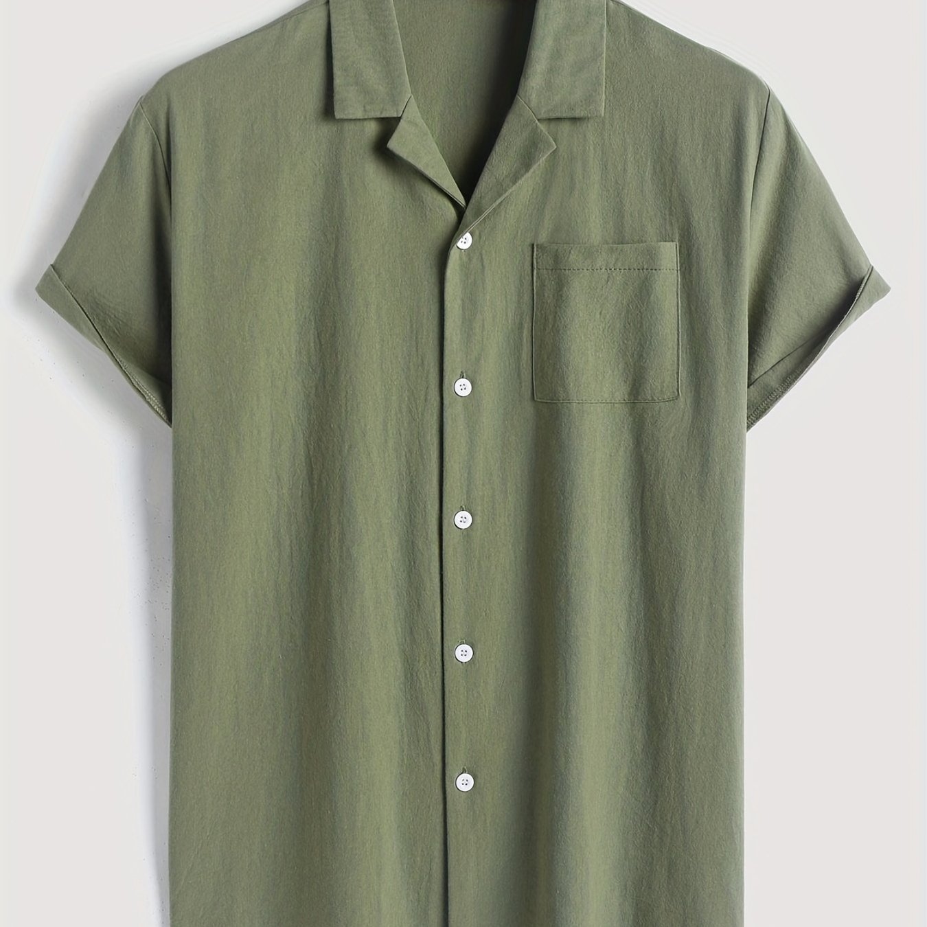 Men's Casual Short Sleeve Cotton Shirt Chest Pocket Summer Vacation Resort Tops