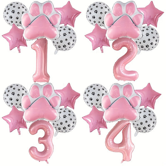 6pcs Dog Paw Bone Foil Balloons - Let's Pawty Balloon