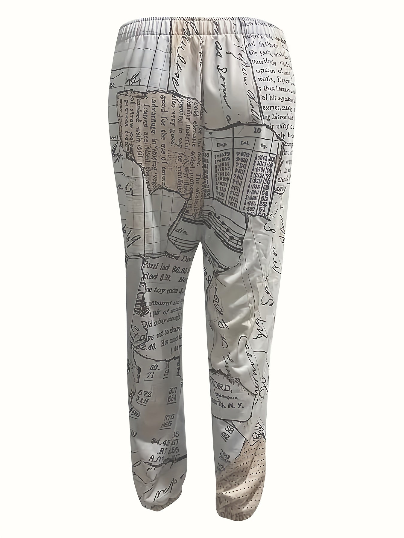 Women's Plus Map Print Elastic Waist Loose Sporty Pants