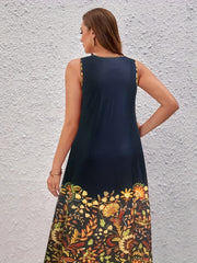  Colorblock Floral Print Tank Maxi Dress