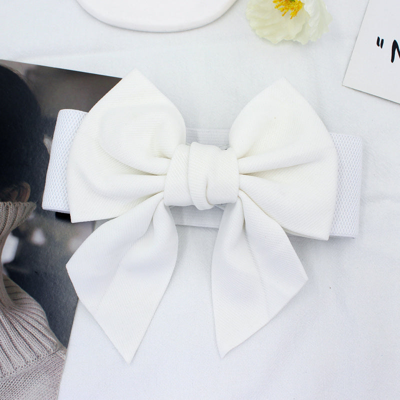 Sweet Bowknot Elastic Waist Belt Women's Dress Decoration Wide Belt