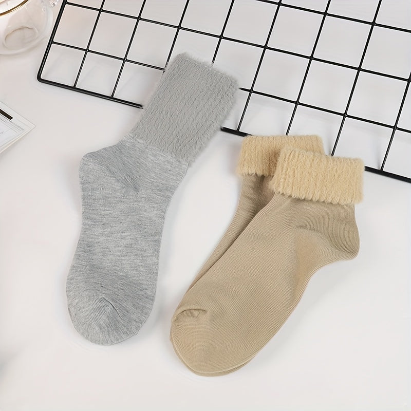5 Pairs Warm Mid Tube Socks Women's Stockings & Hosiery