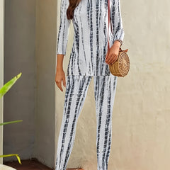 Plus Tie Dye Long Sleeve Top & Leggings 2 Piece Set