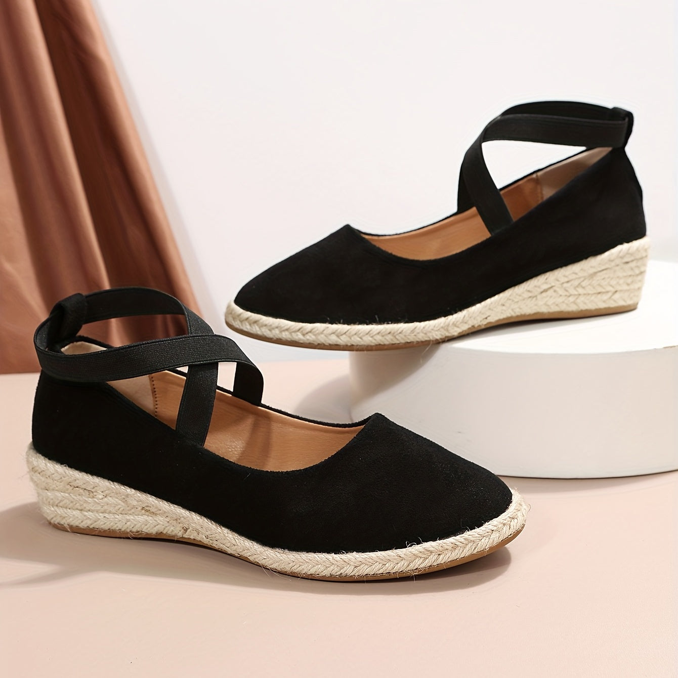 Women's Cross Strap Wedge Espadrilles Anti-skid Heels