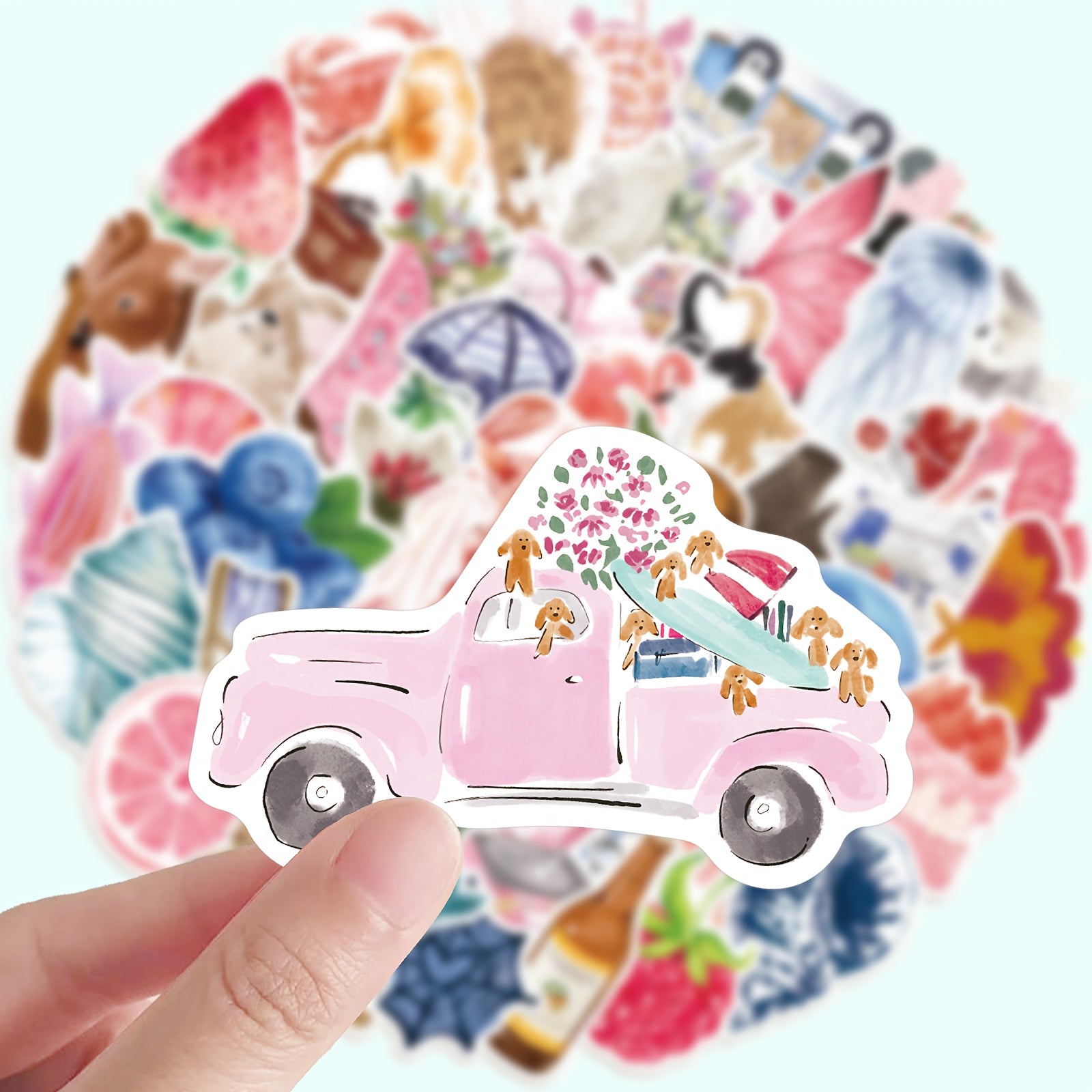 50 Pack Watercolor Stickers for Journals DIY Crafts PVC Material