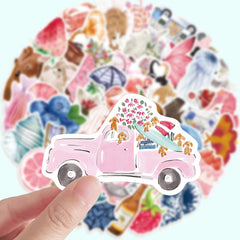 50 Pack Watercolor Stickers for Journals DIY Crafts PVC Material