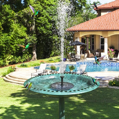 Solar Bird Bath Fountain with 6 Nozzles - Outdoor Solar Fountain Pump
