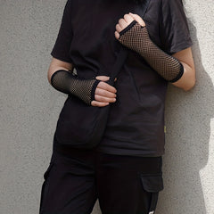 Y2K Candy Fishnet Gloves Sleeves Fingerless Hip Hop Elastic Dress Glo