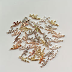 40pcs 3D Alloy Gun Shaped Rhinestone Nail Art Jewelry