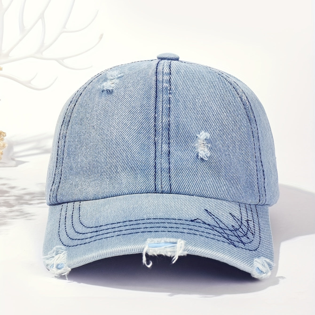 Distressed Ripped Baseball Cap Vintage Adjustable Dad Hat Casual Sun Hat
