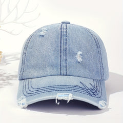 Distressed Ripped Baseball Cap Vintage Adjustable Dad Hat Casual Sun Hat