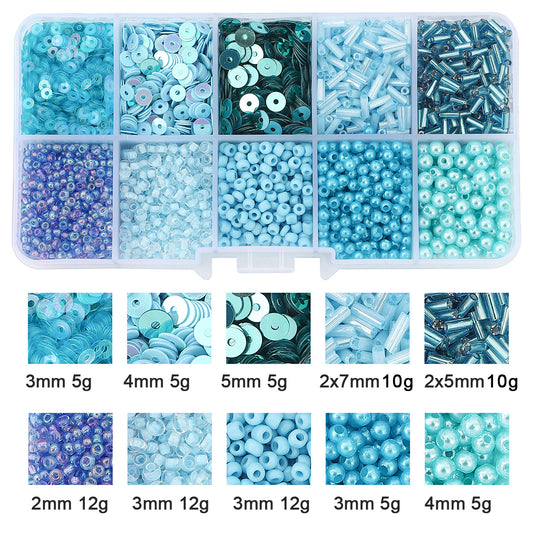 10 Grids Rice Bead Sequins Pearl Material Pack 1 Box