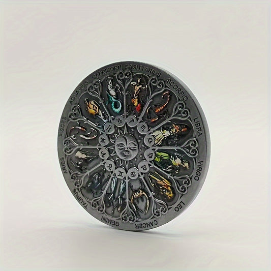 12 Zodiac Smiley Coin Tarot Lucky Coin Sun Moon Sun God Coin