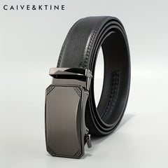 Men's Cowhide Leather Belt Automatic Buckle Business Casual Pants Belt