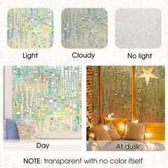 Rainbow Privacy Window Film 3D Stained Glass Block Decorative Home Tinting