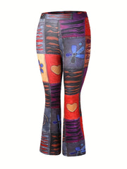  Boho Colorblock Flare Leg Pants