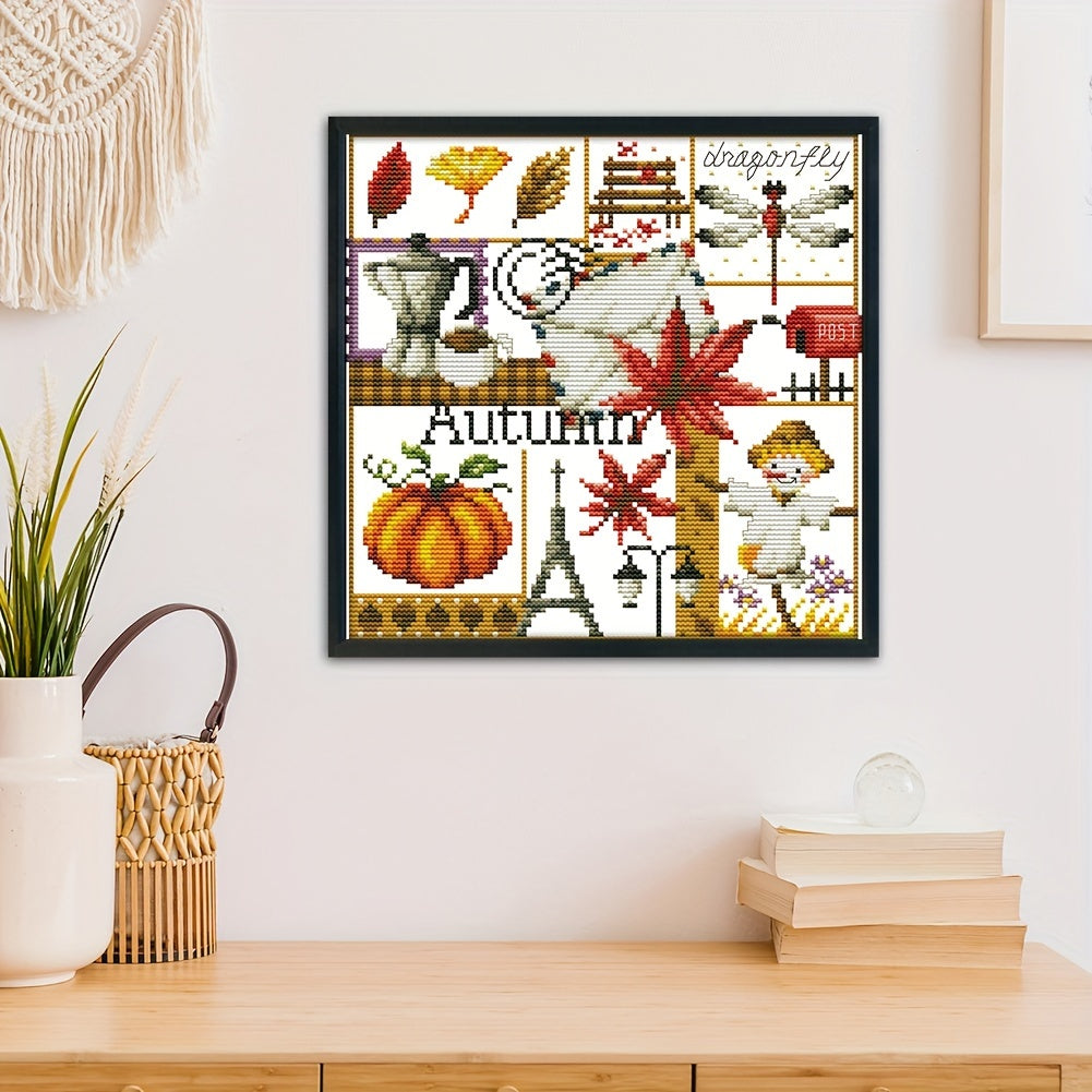 Four Seasons Stamped Cross Stitch Kit 14CT DIY Needlework Decor