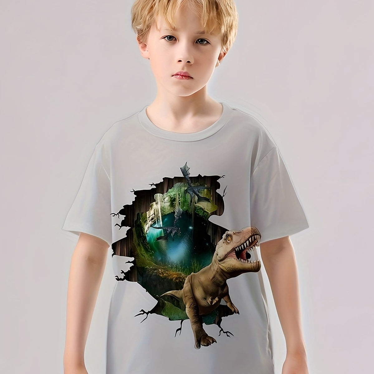Dinosaur 3D Print T-Shirt for Boys and Girls 4-14 Years