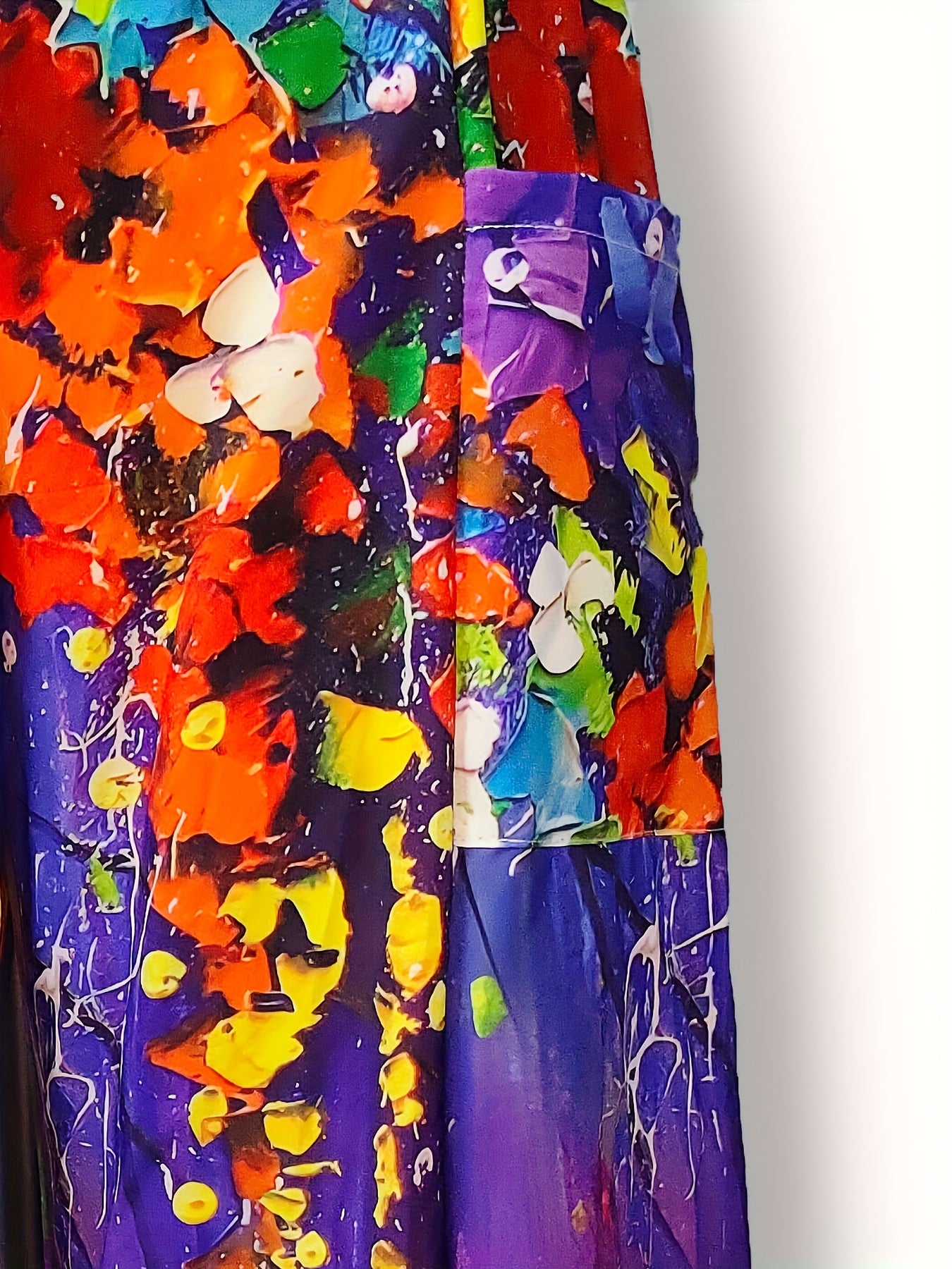  Boho Tie Dye Floral Wide Leg Pants With Pockets