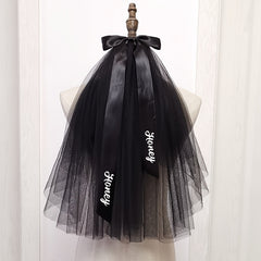 Customizable Layer Bridal Veil with Bowknot Personalized Text or Name Mesh